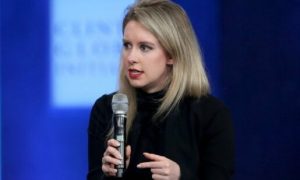 CNBC EVENTS -- Pictured: Elizabeth Holmes, Founder and CEO, Theranos speaks at the Clinton Global Initiative Annual Meeting, in New York City on September 29, 2015 -- (Photo by: Adam Jeffery/CNBC/NBCU Photo Bank via Getty Images)